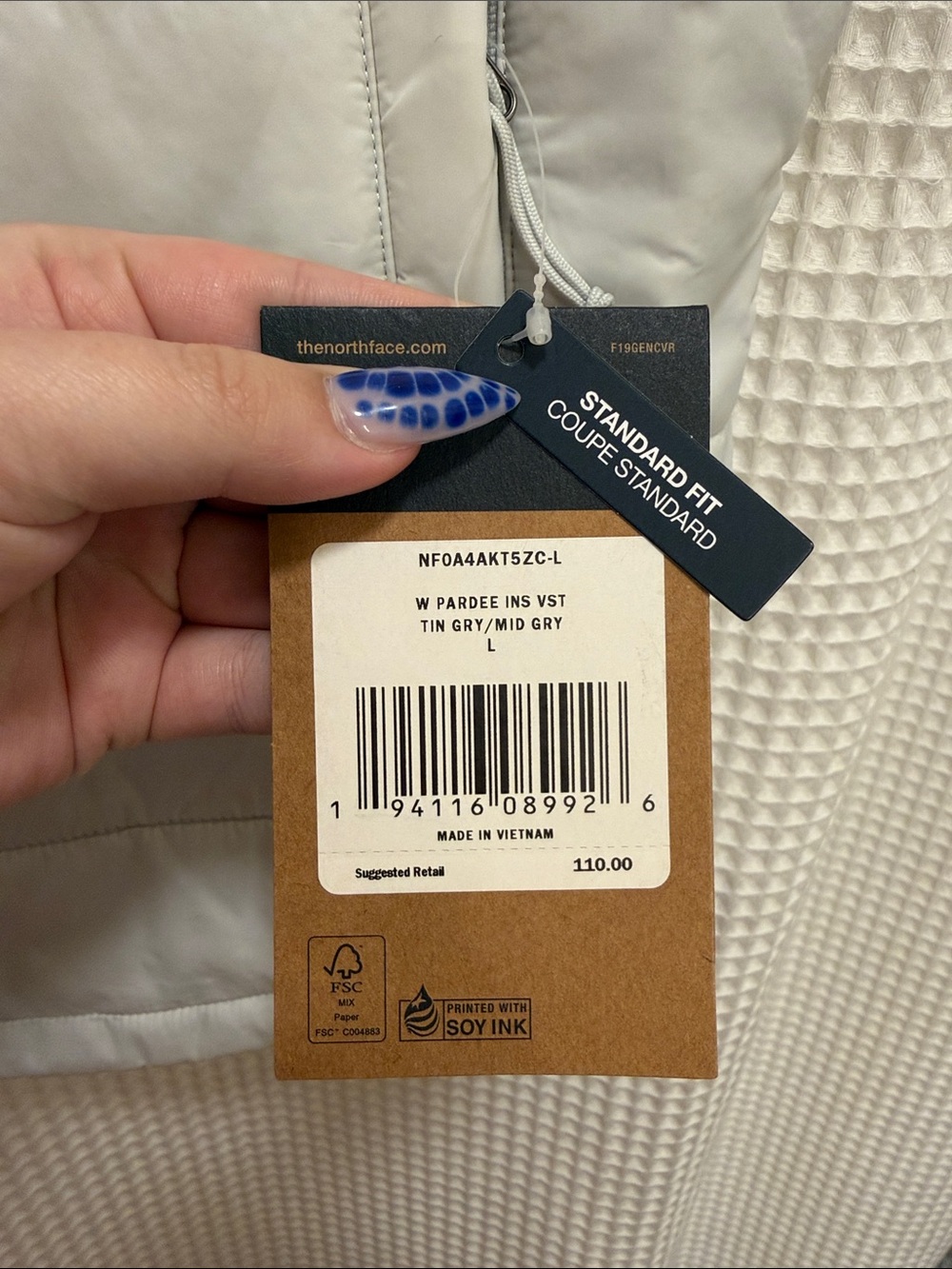 The North Face Light Two Tone Gray Puffer Vest - NWT L - Picture 2 of 11